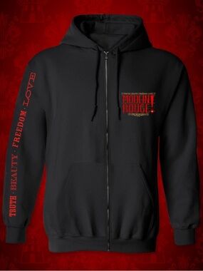 Moulin rouge black zip up hoodie
